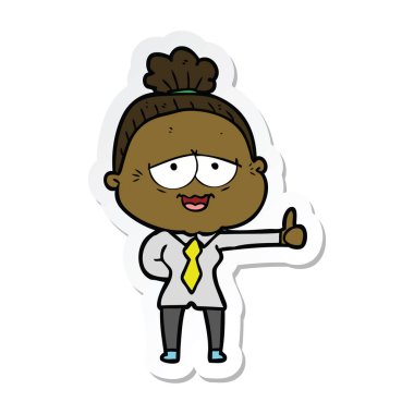 bir karikatür mutlu yaşlı kadın etiketi