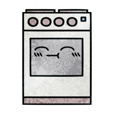 Retro grunge doku karikatür mutfak fırın