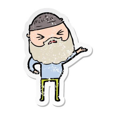 sakallı bir karikatür insanın sıkıntılı etiket