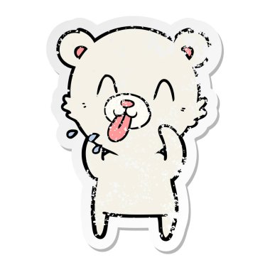 bir kaba karikatür kutup ayısı ton yapışmasını sıkıntılı etiket