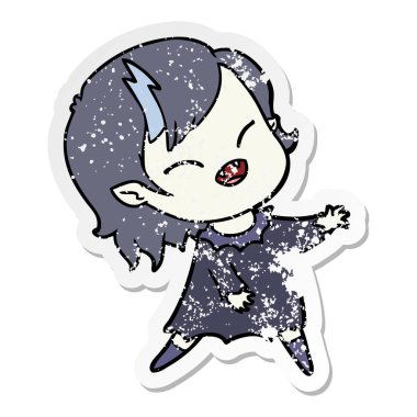 bir çizgi film gülen vampir kızın sıkıntılı etiket