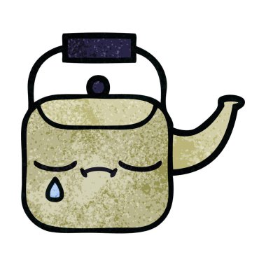 Retro grunge doku karikatür bir Kettle
