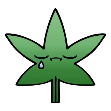 Degrade gölgeli karikatür marihuana yaprağı