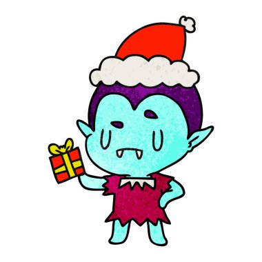 Noel dokulu karikatür kawaii vampir el çekilmiş