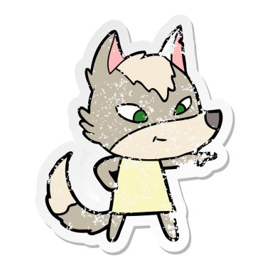 bir dostu karikatür kurt sıkıntılı etiket