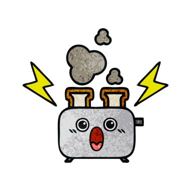 Retro grunge doku karikatür bir ekmek kızartma makinesi,