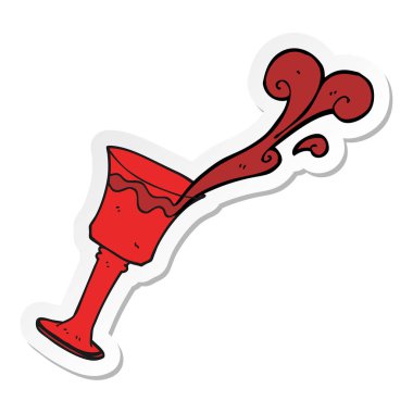 bir çizgi film kadeh şarap etiket