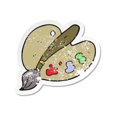 bir karikatür sanatçısı paletinin Retro sıkıntılı etiket