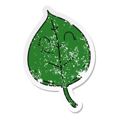 ilginç bir el sıkıntılı etiket karikatür mutlu yaprak çizilmiş