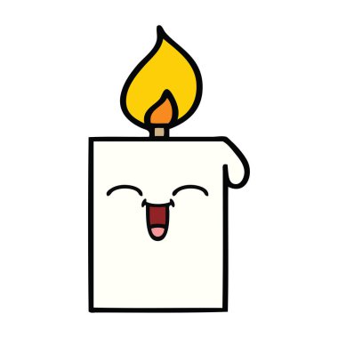 yanan bir mum sevimli çizgi