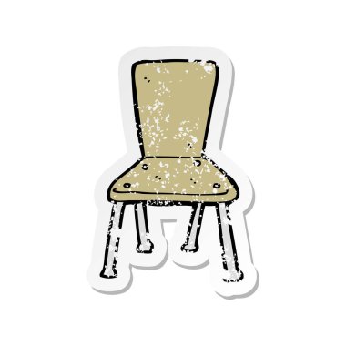 bir çizgi film eski okul sandalye Retro sıkıntılı etiket