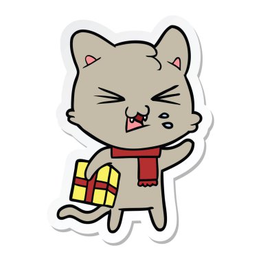 kedi tıslama çizgi film etiketi