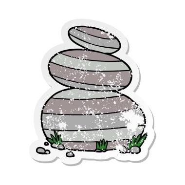 bir çizgi film büyük yığılmış taşlar sıkıntılı etiket