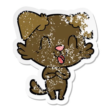 sıkıntılı etiket gülünecek bir karikatür köpek