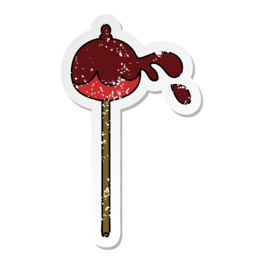 ilginç bir el sıkıntılı etiket karikatür toffee elma çizilmiş