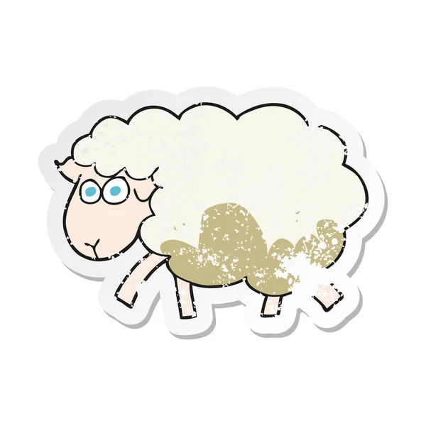 Retro Distressed Sticker Cartoon Muddy Sheep — Stock Vector