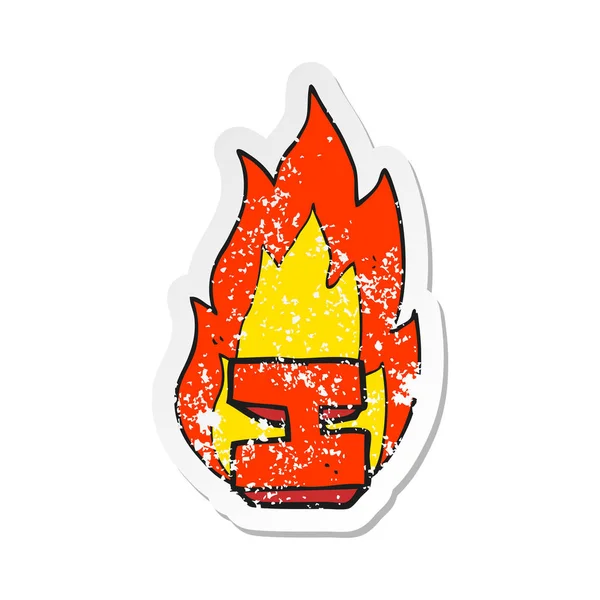 Retro Distressed Sticker Cartoon Flaming Letter — Stock Vector