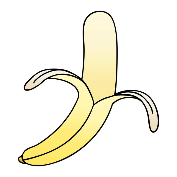 Gradiente Sombreado Peculiar Banano Dibujos Animados — Vector de stock