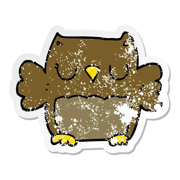 Distressed Sticker Cute Cartoon Owl — Stock Vector