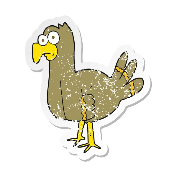 Retro tertekan stiker burung kartun - Stok Vektor