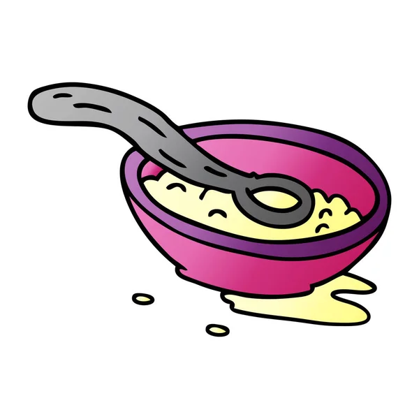 Hand Drawn Gradient Cartoon Doodle Cereal Bowl — Stock Vector