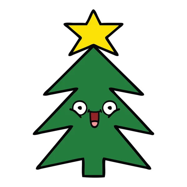 Lindo árbol de Navidad de dibujos animados — Vector de stock