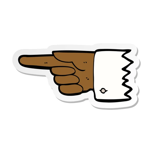 Sticker Van Een Cartoon Wijzende Hand Symbool — Stockvector