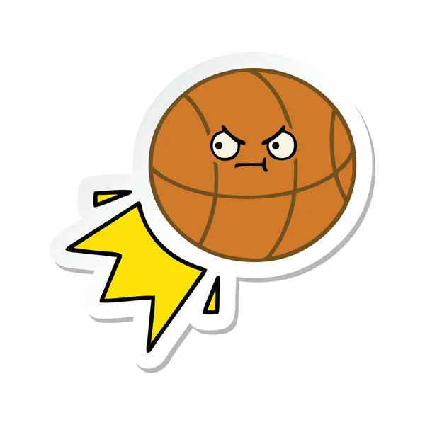 Sticker Cute Cartoon Basketball — Stock Vector