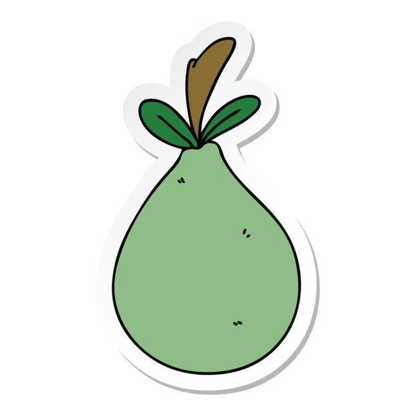 Sticker Van Een Eigenzinnige Hand Getrokken Cartoon Pear — Stockvector