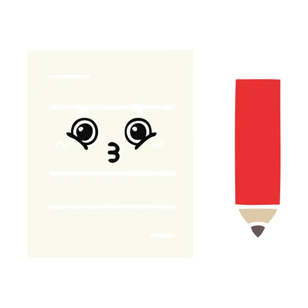 Плоский Цветной Ретро Мультфильм Тестовой Бумаги — стоковый вектор