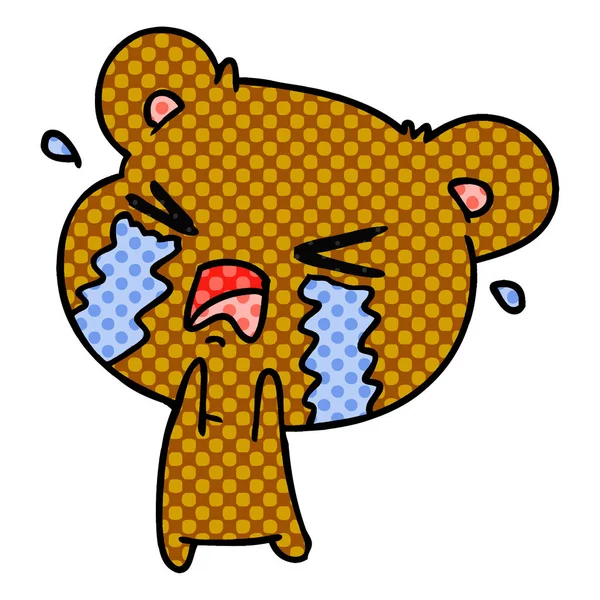 Dibujos animados de un lindo oso llorando — Vector de stock