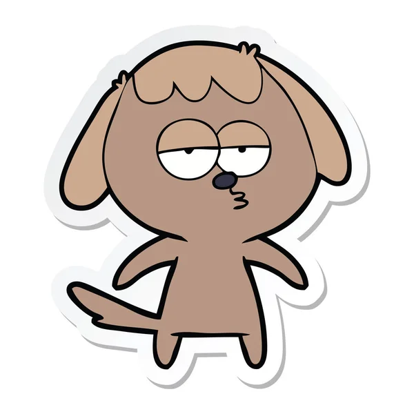 Etiqueta de um cão entediado de desenho animado — Vetor de Stock