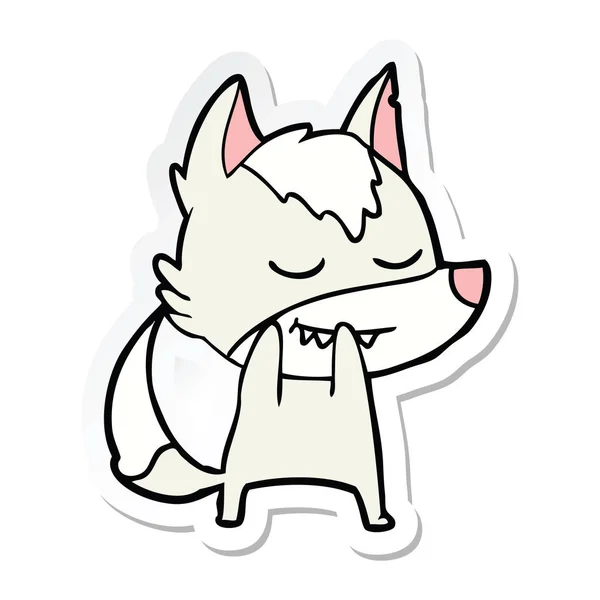 Sticker van een lachende cartoon wolf — Stockvector