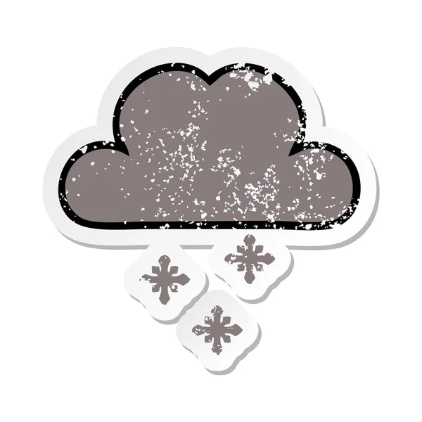 Calcomanía Angustiada Una Linda Nube Nieve Tormenta Dibujos Animados — Archivo Imágenes Vectoriales