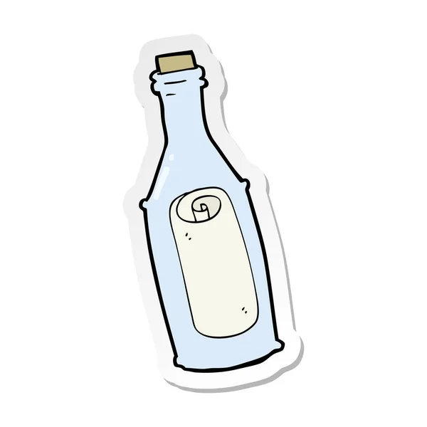Sticker Cartoon Message Bottle — Stock Vector