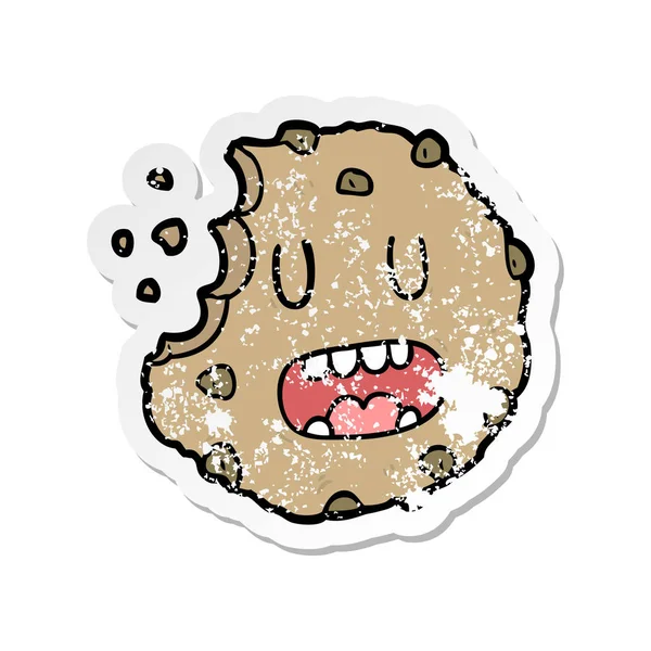 Distressed Sticker Cartoon Cookie — Stock Vector