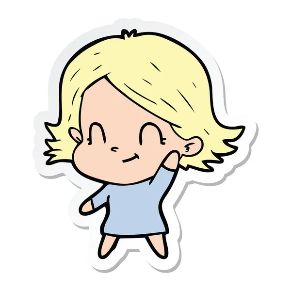 Pegatina Una Chica Amigable Dibujos Animados — Vector de stock