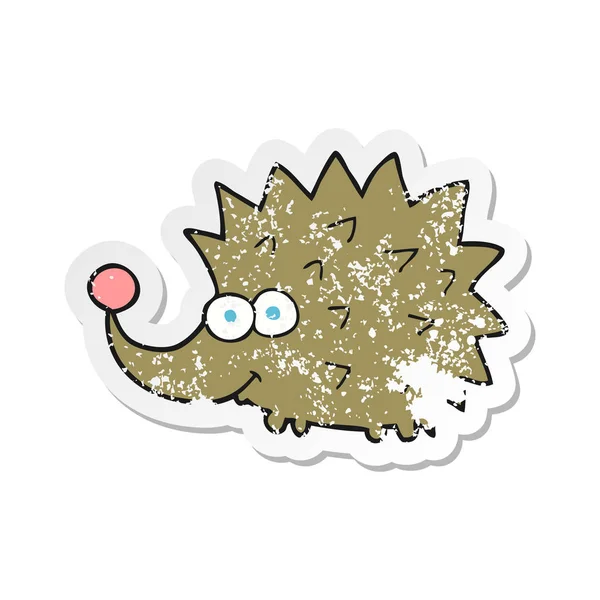 Retro Distressed Sticker Cartoon Hedgehog — Stock Vector