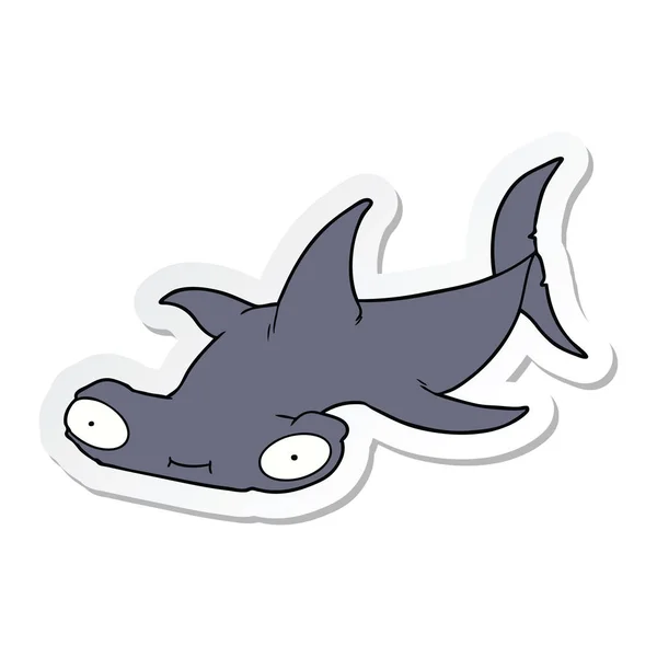 만화 귀상어 상어의 스티커 — 스톡 벡터