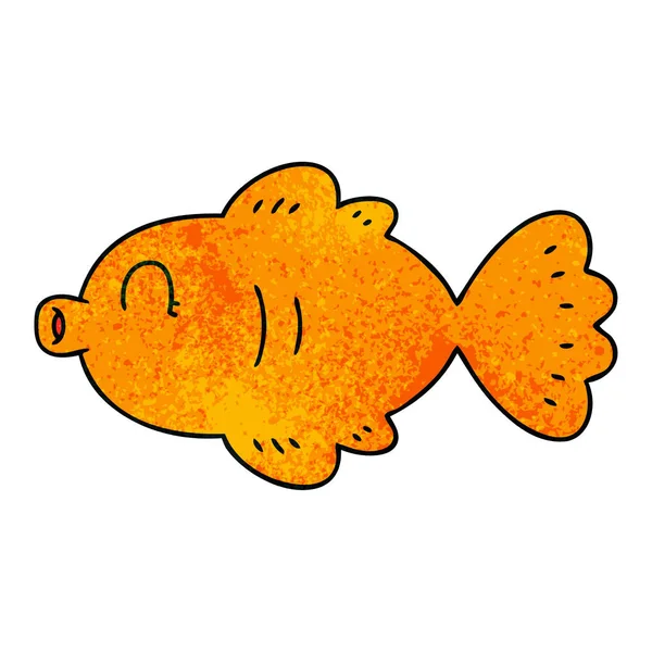 Poisson dessin animé dessiné à la main bizarre — Image vectorielle