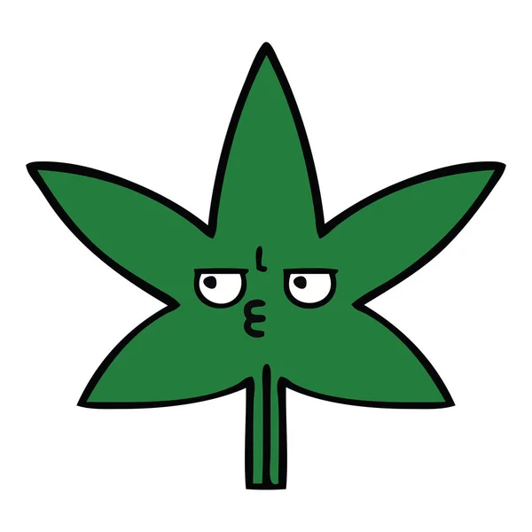 Dessin Animé Mignon Une Feuille Marijuana — Image vectorielle