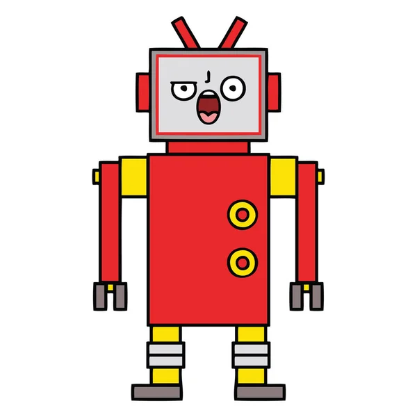 Dessin Animé Mignon Robot Colère — Image vectorielle