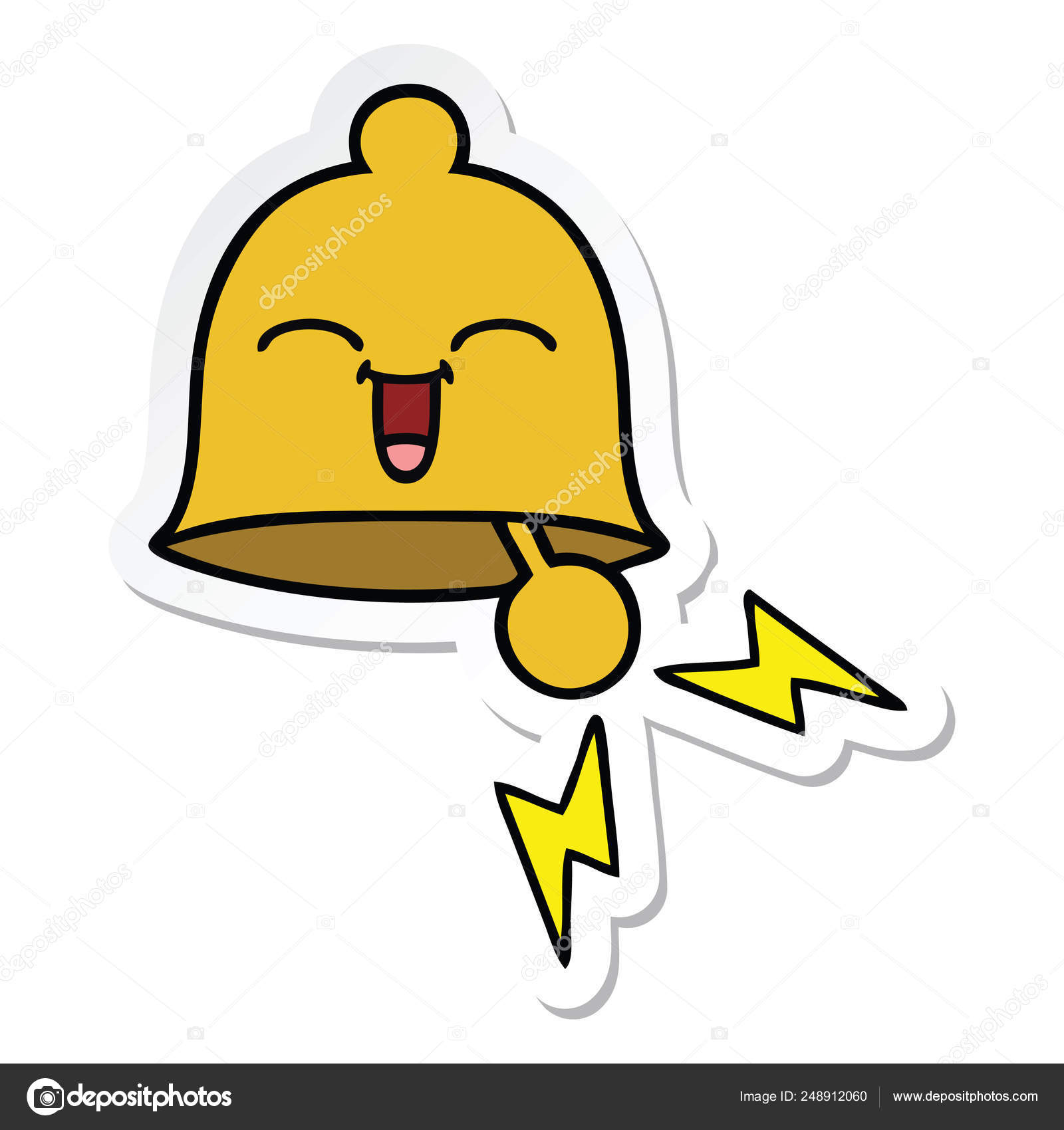 Sticker Cute Cartoon Ringing Bell Stock Vector by ©lineartestpilot