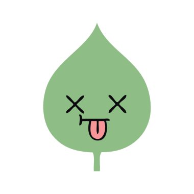 düz renk retro çizgi film ekspresiyon yaprak