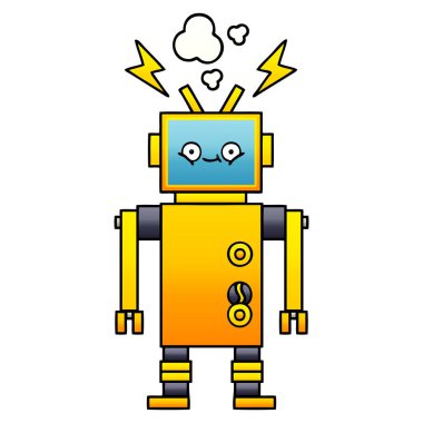 Hatalı çalışan bir robot degrade gölgeli çizgi film