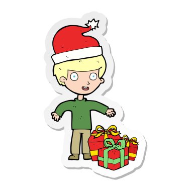 etiket hediye ile bir çizgi film çocuk