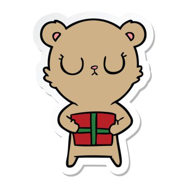 şimdiki ile huzurlu bir karikatür ayı Sticker