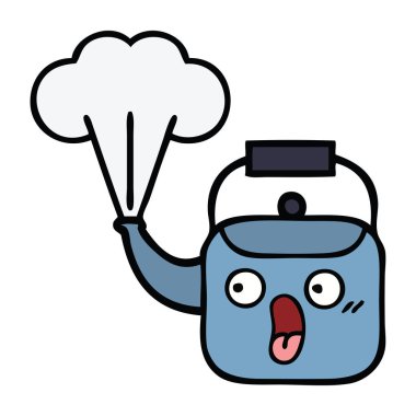 dumanı tüten bir Kettle sevimli çizgi