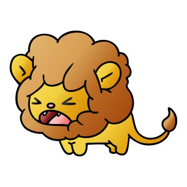 şirin kawaii kükreyen aslan, degrade çizgi film