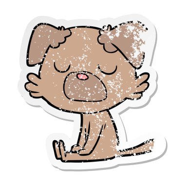 sıkıntılı etiket bir karikatür köpek